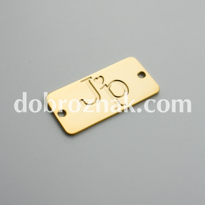 Шильдик металевий: травленя латуні, гальванічне покриття - позолота.