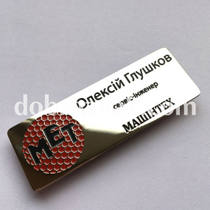 Металевий бейдж іменний. Виготовлення методом травлення. Гальванічне покриття – нікель.